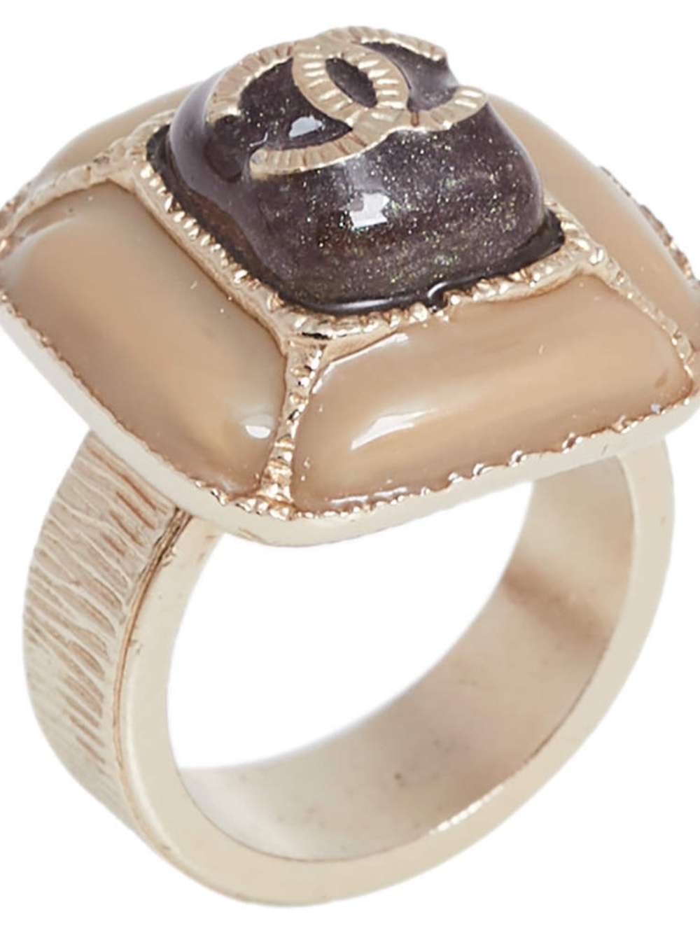 Chanel Beige  Ring with Dark Accent - classic CC